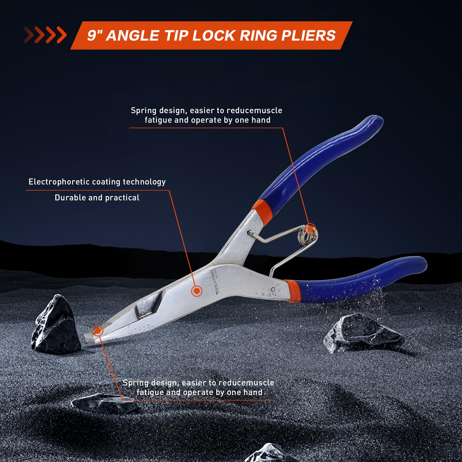 TOOLUTION 9 Inch Angle Tip Lock Ring Pliers, Snap Ring Pliers Heavy ...