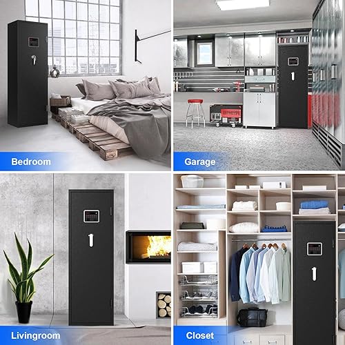 Miniatura 8 de 7-8 Biometric Gun Safe Rifle, Large Gun Safes for Home Rifle and Pistols with Upgraded Control Panel and LED Light, Quick Access Fingerprint Gun