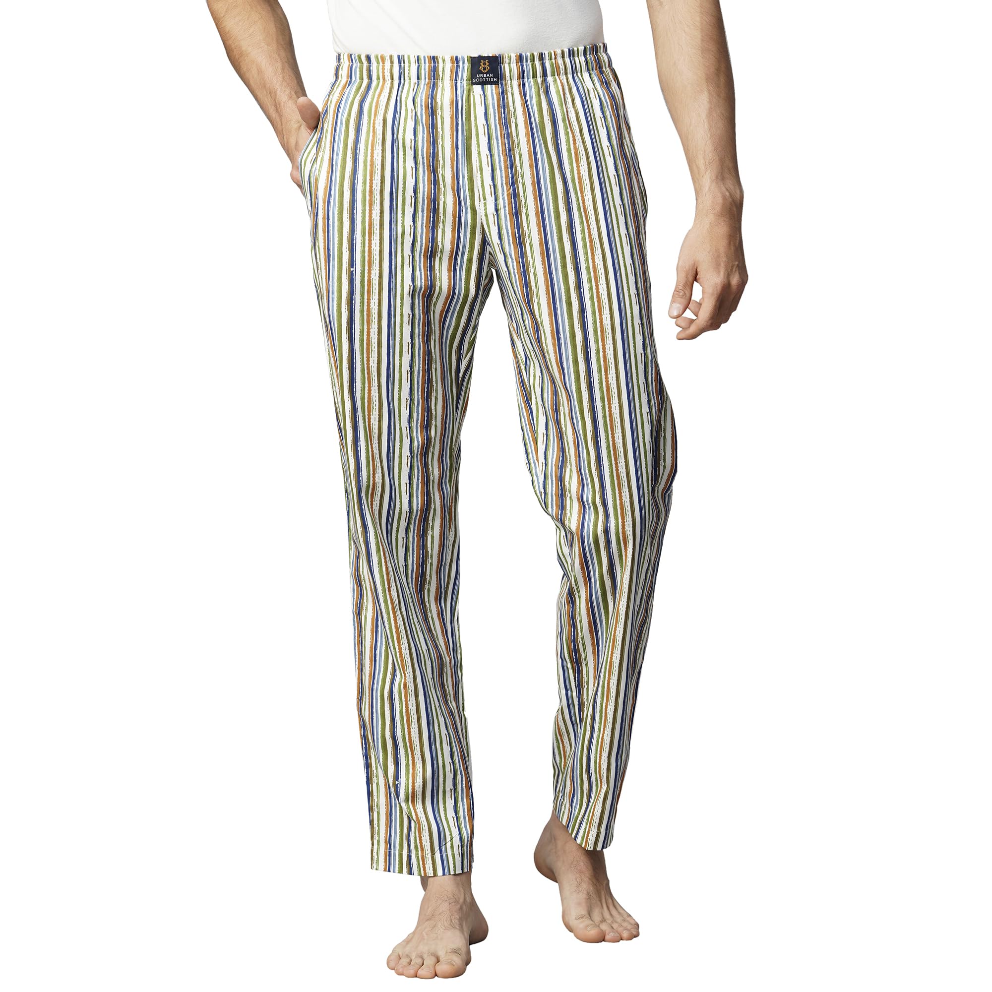 urban scottish Men's Blue Checks Woven Cotton Pyjama with Side Pockets-picture-16