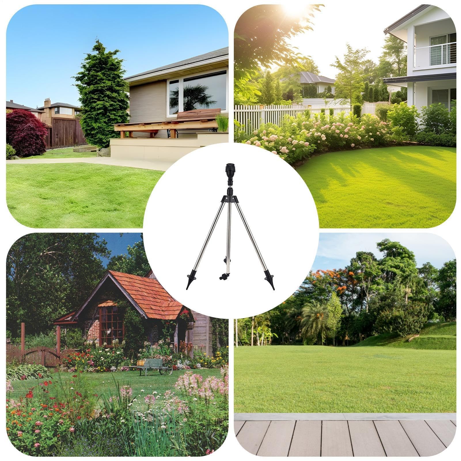 Stativregner 64-94 cm, 360° höhenverstellbar, Rasensprenger, automatische Drehung Gartenbewässerungssystem, große Reichweite für effiziente Bewässerung
