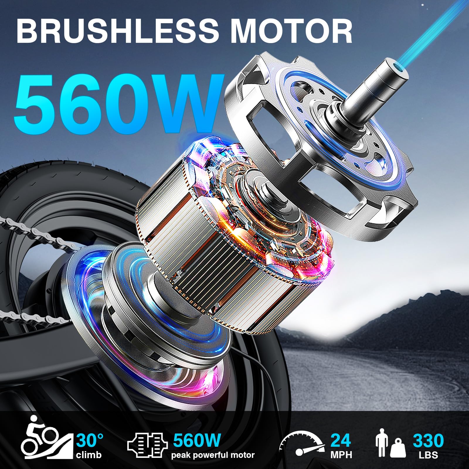 Electric Bike for Adults and Teens, 560W Motor 24MPH Compact Commuter Folding Ebike, 32 Miles Range, 48V 10Ah Battery, 3-Level Pedal Assist, 14" Foldable Mini Electric Bicycle, UL 2849 Certified