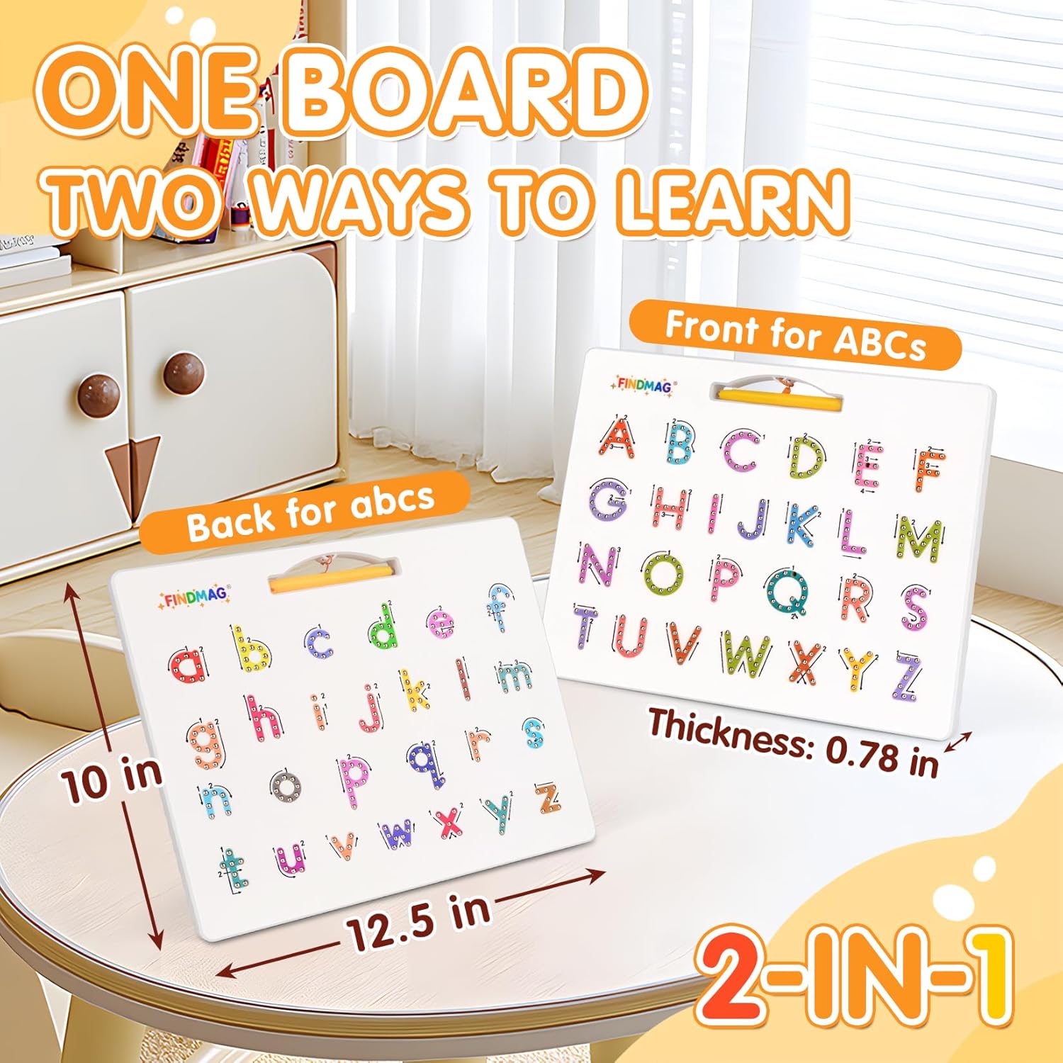 FINDMAG Magnetic Letter Board, Double Sided Alphabet Magnets Tracing Board for Toddlers, Uppercase & Lowercase ABC Boards for Learning Practice, Handwriting, Preschool Educational Gifts for Children - Image 7