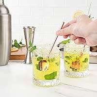 Vista 5 de Restaurantware Cuchara reutilizable de acero inoxidable de 5 pulgadas: perfecta para bares y restaurantes, cuchara de julep chapada en oro, popote