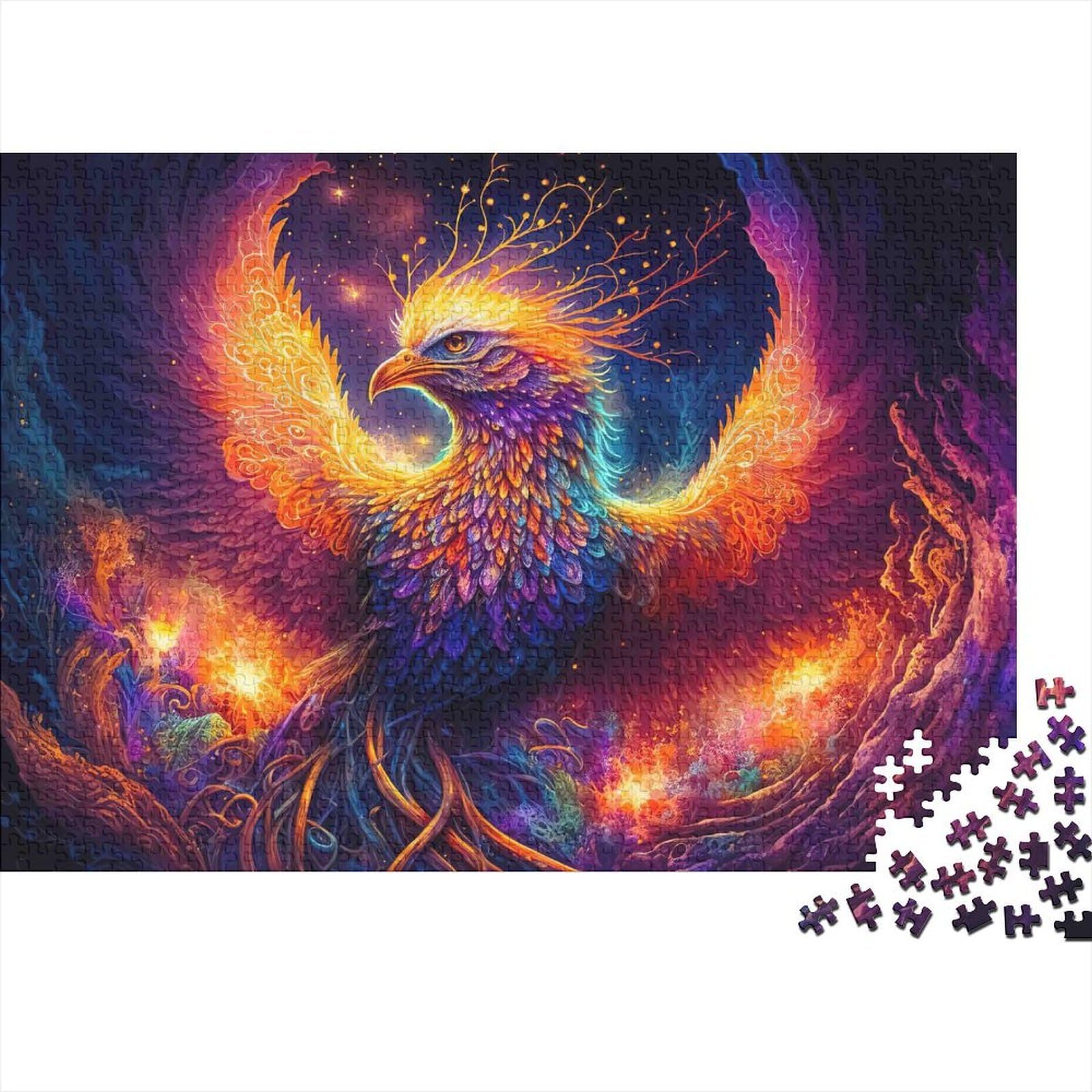 Puzzle de 1000 piezas de fénix brillante, una obra de arte fantástico en papel para adultos 8