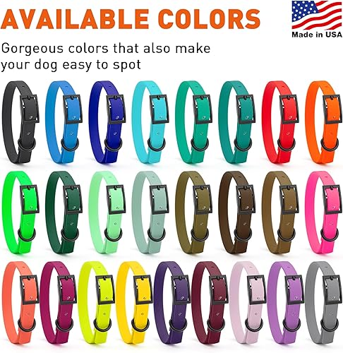 Miniatura 2 de Dogline Biothane - Collar impermeable para perro, resistente cincha de nailon recubierto con herrajes negros, a prueba de olores para un fácil
