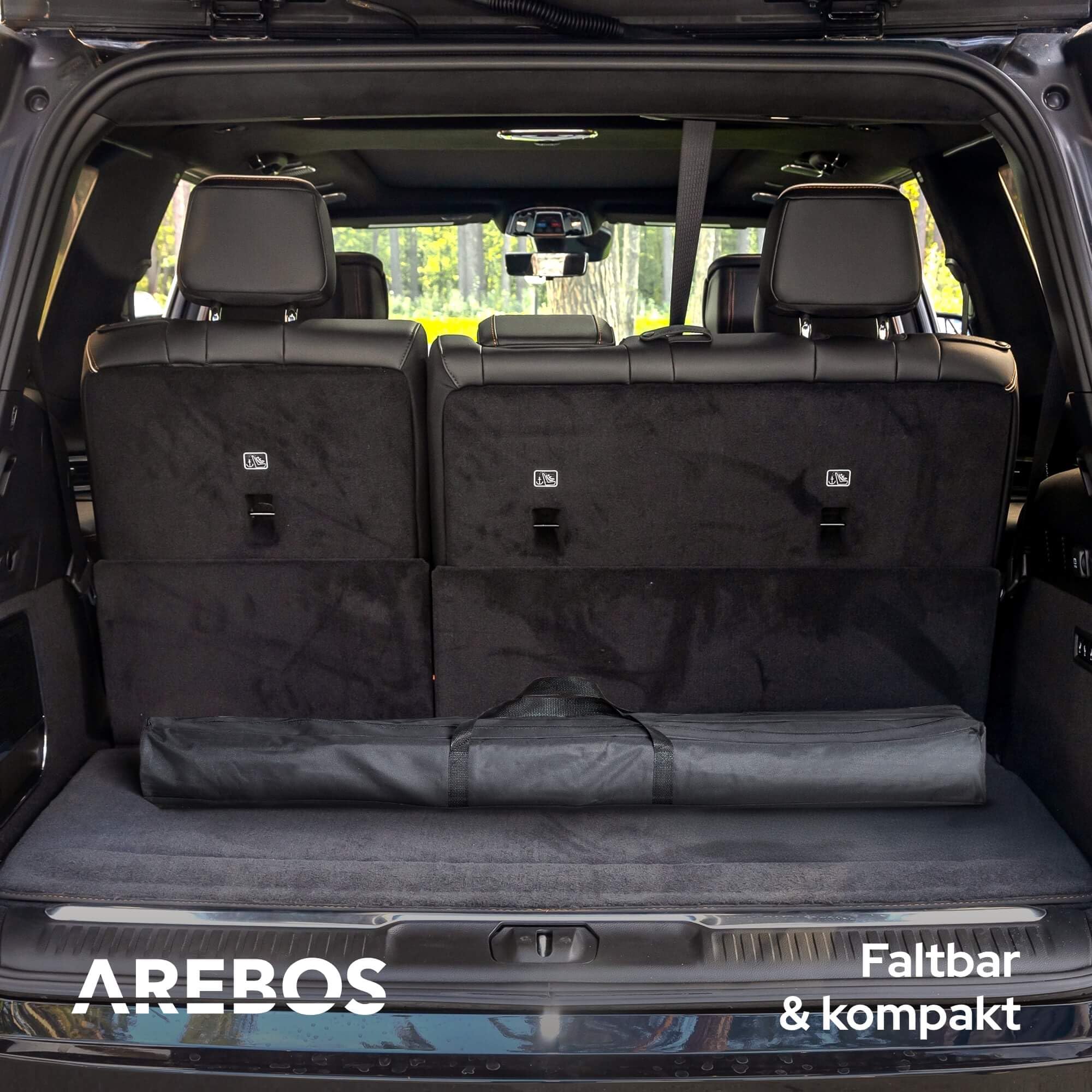 Arebos Campingtisch faltbar 120 x 70 cm | Klapptisch höhenverstellbar 58-78 cm | Camping Zubehör, Garten, Grill, Picknick | Camping Tisch klappbarer Falttisch | Reisetisch inkl. Tragetasche | Schwarz