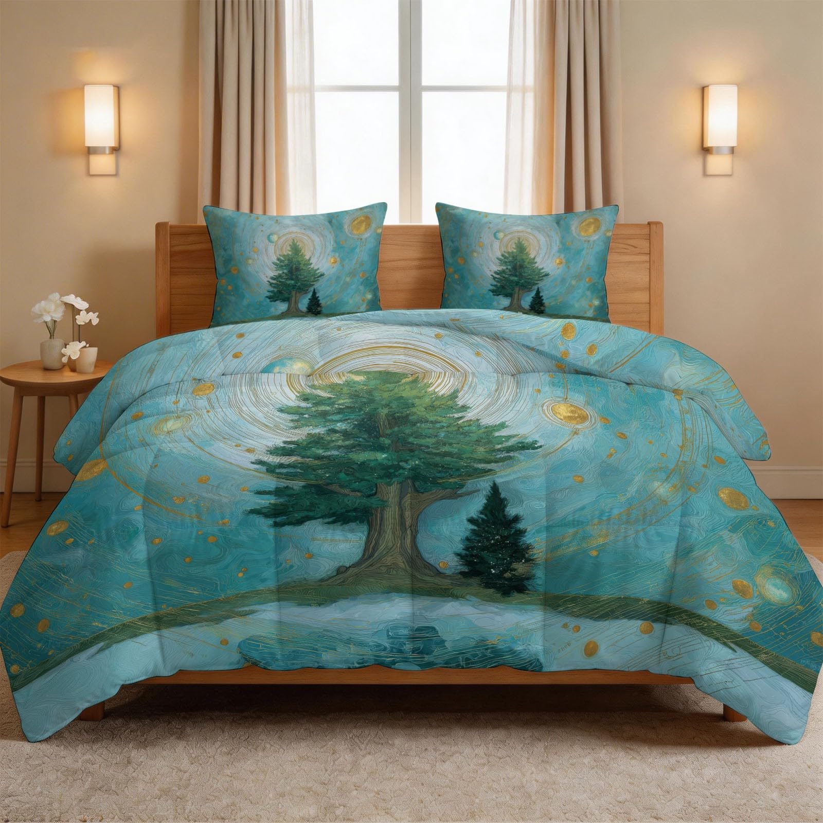 Couette 140x200 cm lit 90x190 édredon 1 personne avec taies d'oreiller