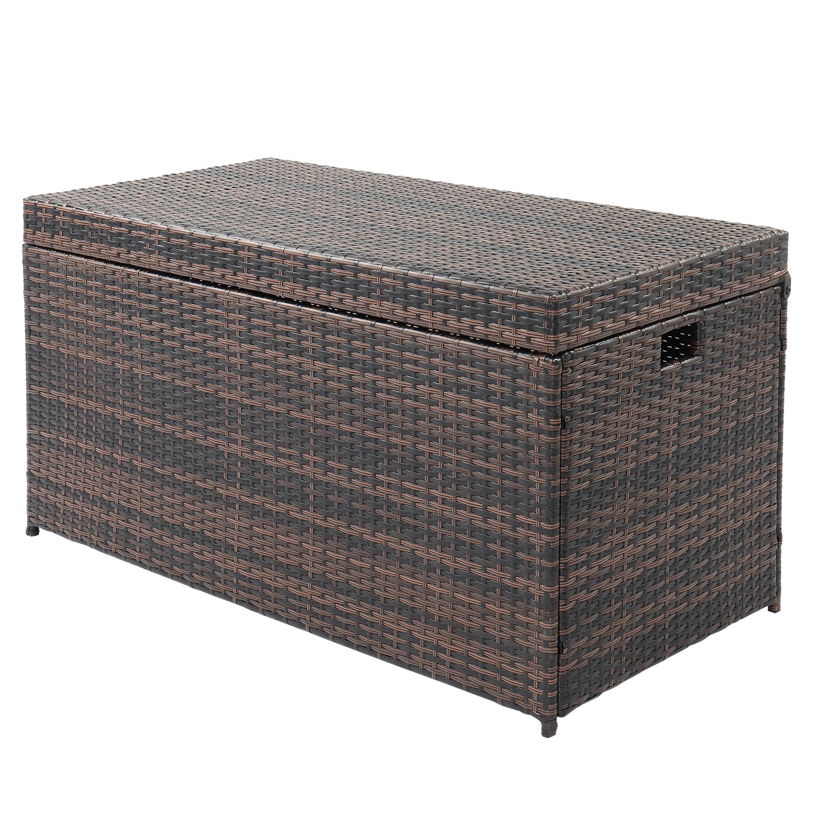 Coffre de rangement d'extérieur étanche 500 L aluminium polyrotin 130 x 60 x 65 cm résistant UV rouille marron