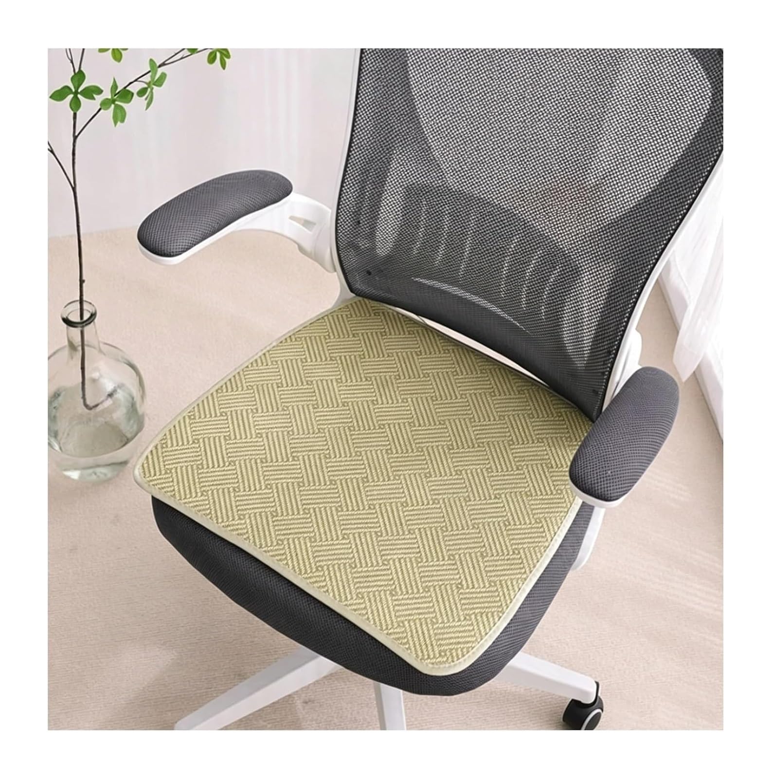 QCKNKMGG Cooling Bamboo Cushion Mat, Bamboo Chair Mat Multicolor Multiple Sizes(Green,45 * 45cm)