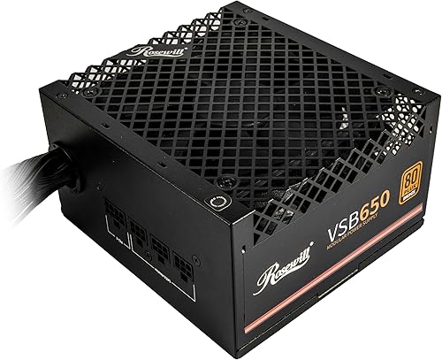 Rosewill VSB 650W 80+ Bronze, ATX 3.0 & 3.1 Compatible, Semi-Modular Power Supply, PCIe 5.1 12V-2x6 Connector, 105°C/221°F Japanese Capacitor, 120mm ICB Silent Fan - 5 Year Warranty