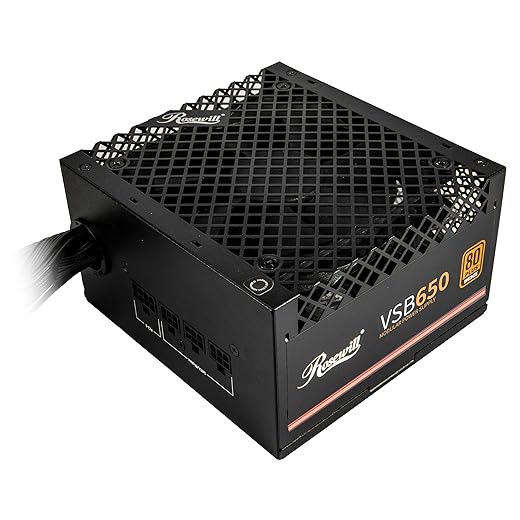 Rosewill VSB 650W 80+ Bronze, ATX 3.0 & 3.1 Compatible, Semi-Modular Power Supply, PCIe 5.1 12V-2x6 Connector, 105°C/221°F Japanese Capacitor, 120mm ICB Silent Fan - 5 Year Warranty