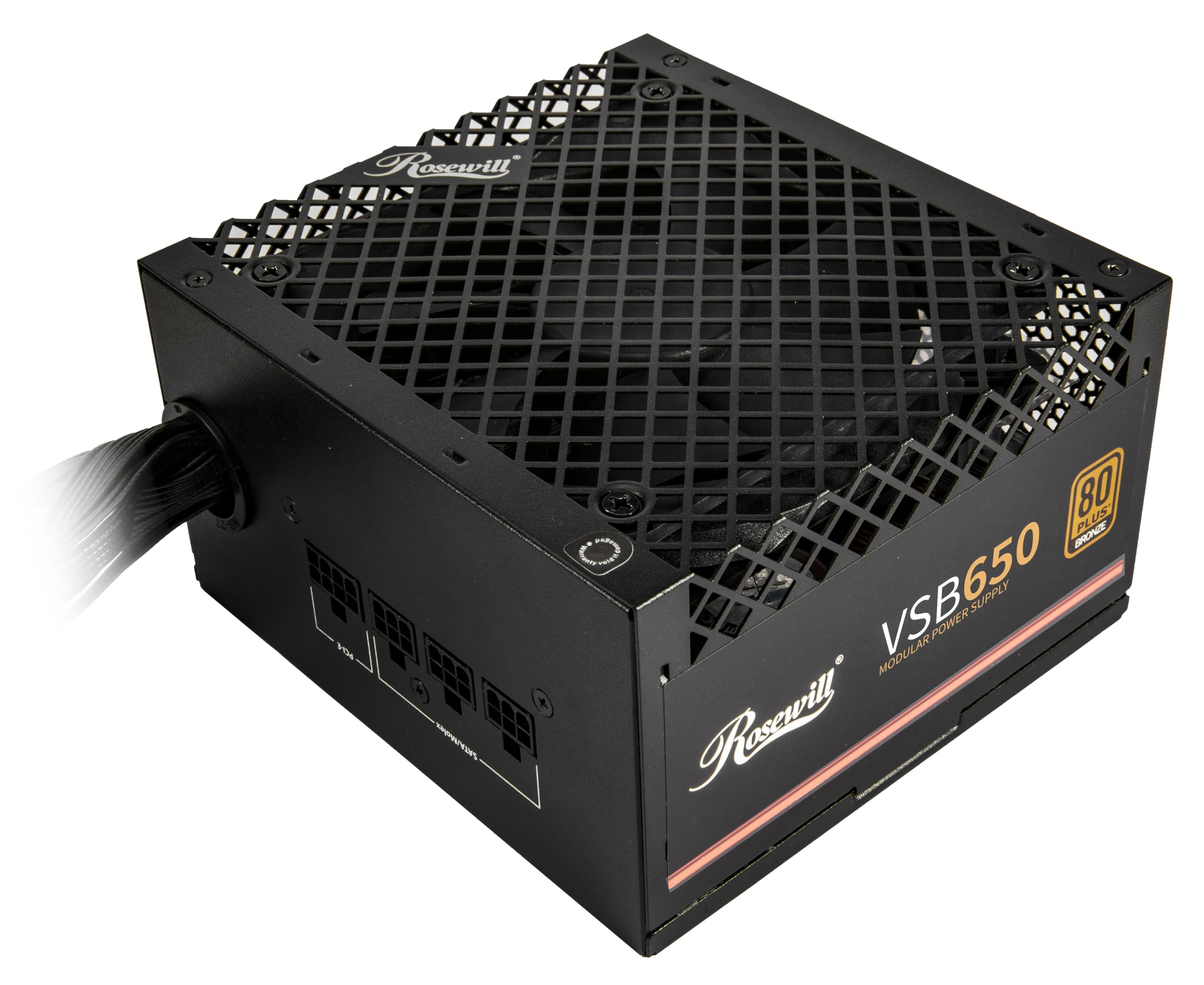 Rosewill VSB 650W 80+ Bronze, ATX 3.0 & 3.1 Compatible, Semi-Modular Power Supply, PCIe 5.1 12V-2x6 Connector, 105°C/221°F Japanese Capacitor, 120mm ICB Silent Fan - 5 Year Warranty