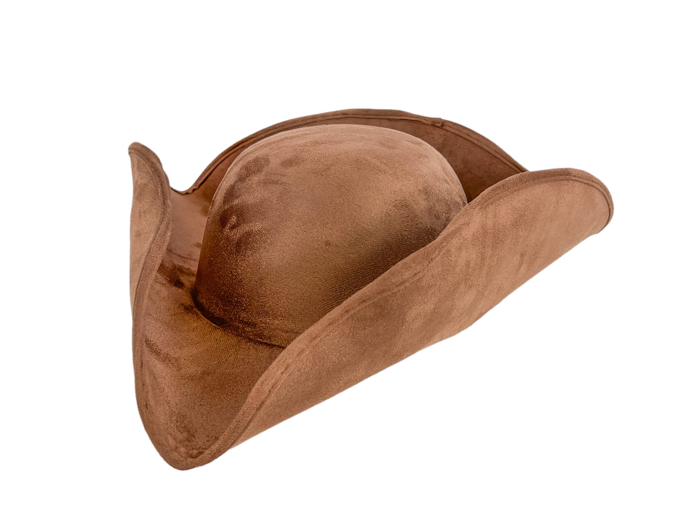 Cybergoth Wool Felt Pirate Hat Tri-cone Hat Corsair Hat Black (BROWN)