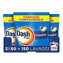 Dash Pods Detersivo In Capsule, 3×50 Lavaggi, Classico, Rimuove Le Macchie, Igienizza, Brillantezza Per I Capi