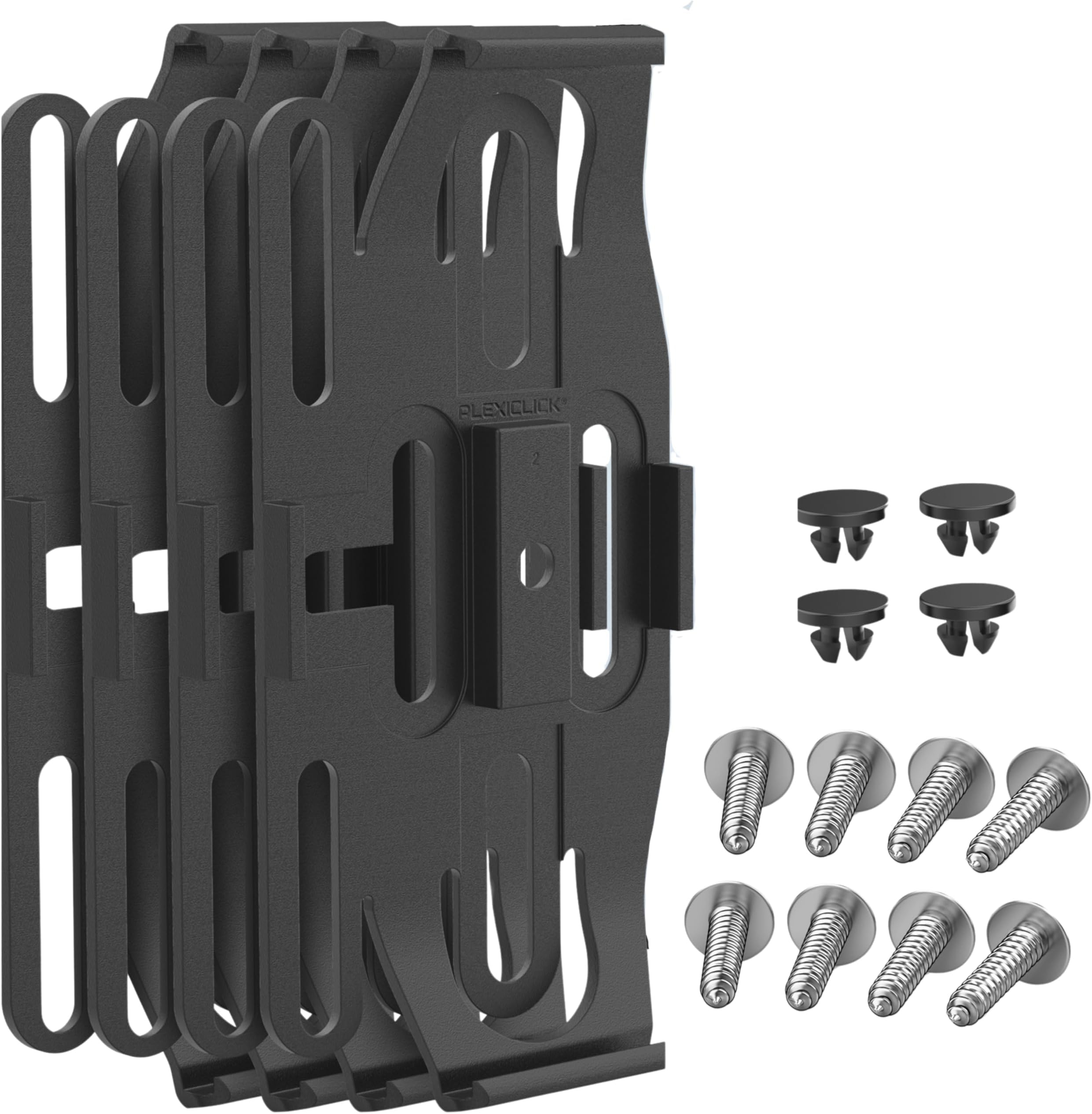 Plexiclick® 4X Number Plate Holder - Black Frameless Clips For Acrylic Uk Plates Universal Reg Strong & Secure License 100% Made In Germany