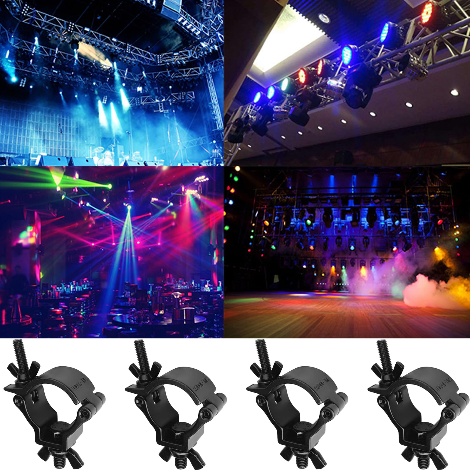 Truss Clamp 48-51mm,YouXiaor 12PCS Morsetto per Traliccio Luci Ganci Tralicci Luci Palcoscenico Lega di Alluminio Metà Conica Resistente Luce di Scena Morsetti Gancio Truss Morsetto di Fissaggio