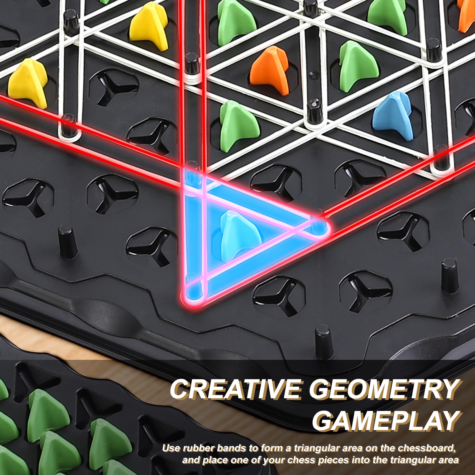 Juego de Mesa de Estrategia Triangle Chain AIUAZA, Juegos de Mesa de Estrategia para Niños de 6-8-12, Juego para Fiestas de Adultos,Juego de Gomas Triangular, para 2 a 4 Jugadores