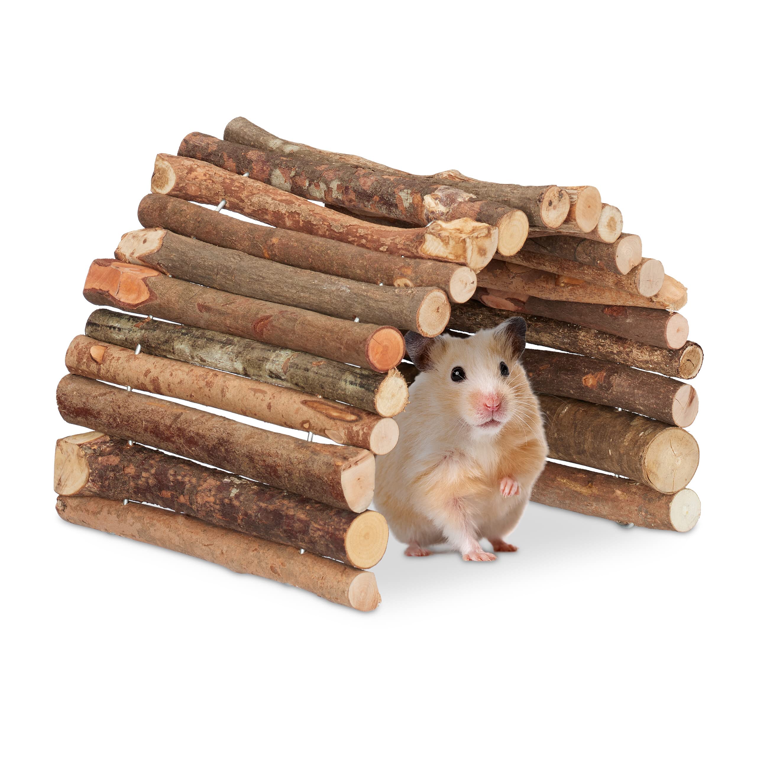 Relaxdays Animales pequeños Puente Roedores Madera, 20 x 40 cm, Accesorio Jaula Conejos, Rampa Hámster, Escalera Cobaya, Flexible, Natural, 100%