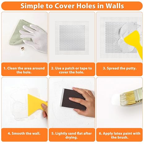 Dry Wall Patch Repair Kit, 22OZ Spackle Wall Repair Paste White Putty with Scraper Mesh Tape, Drywall Hole Repair Patch Kits for Wall Surface Fill Quick & Sheetrock Ceiling Crack Damage Mending