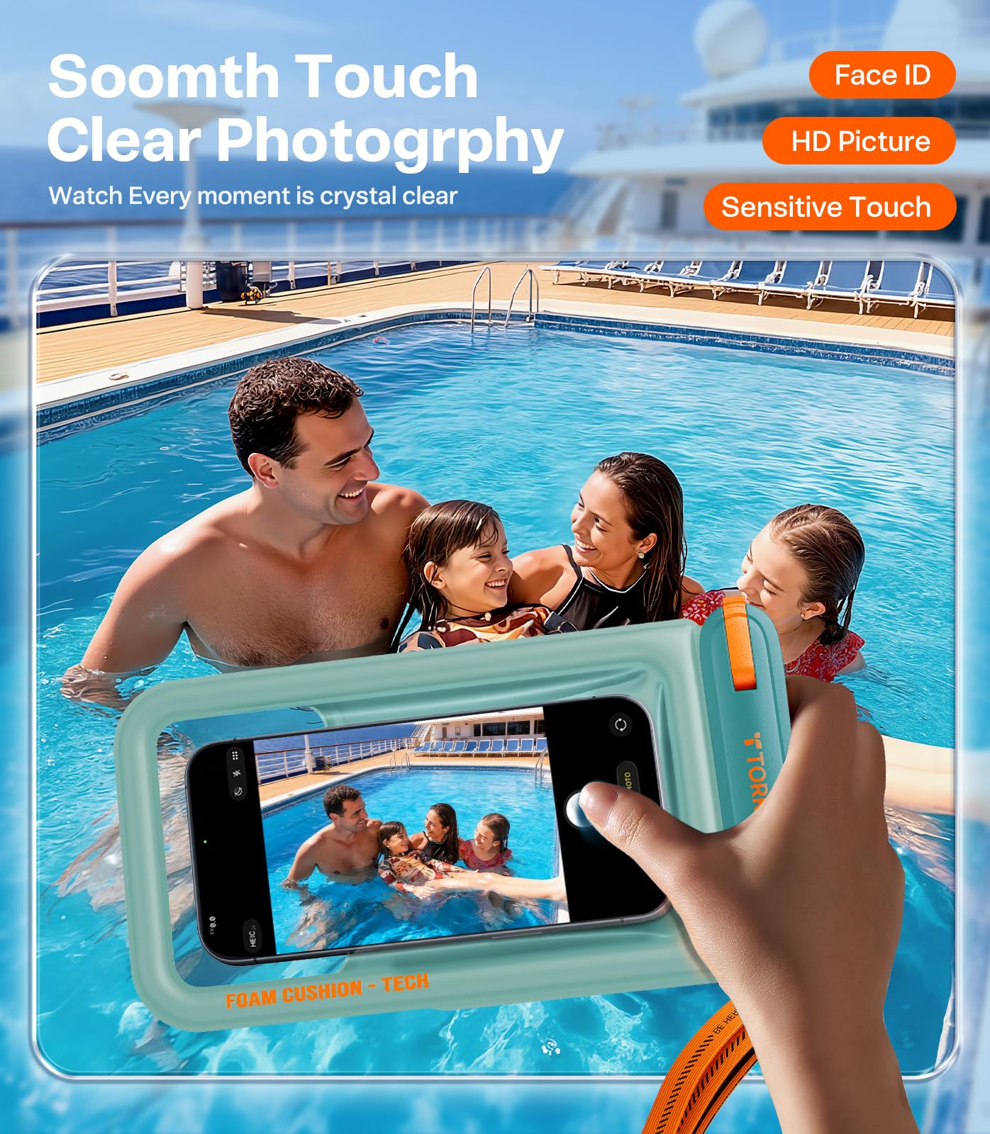 TORRAS Funda impermeable IP68 para teléfono con doble espacio, funda flotante impermeable con cordón para iPhone 17 Pro Max 16 15 S26 S25, bolsa seca para teléfono, vacaciones, crucero, viajes