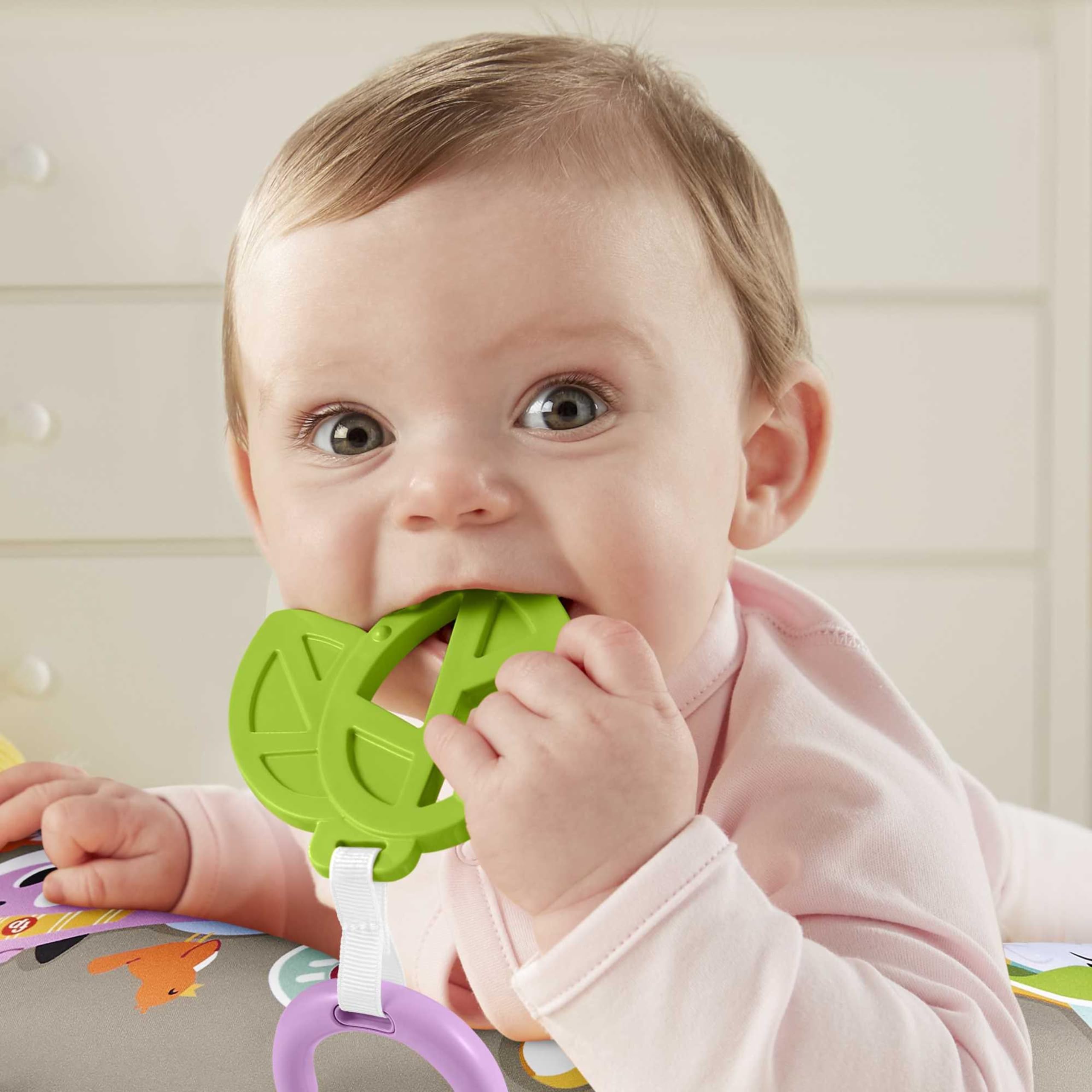 Fisher-Price Perezoso Cojín con música y Vibraciones relajantes para bebé, Incluye mordedor y Actividades (Mattel GRR01)