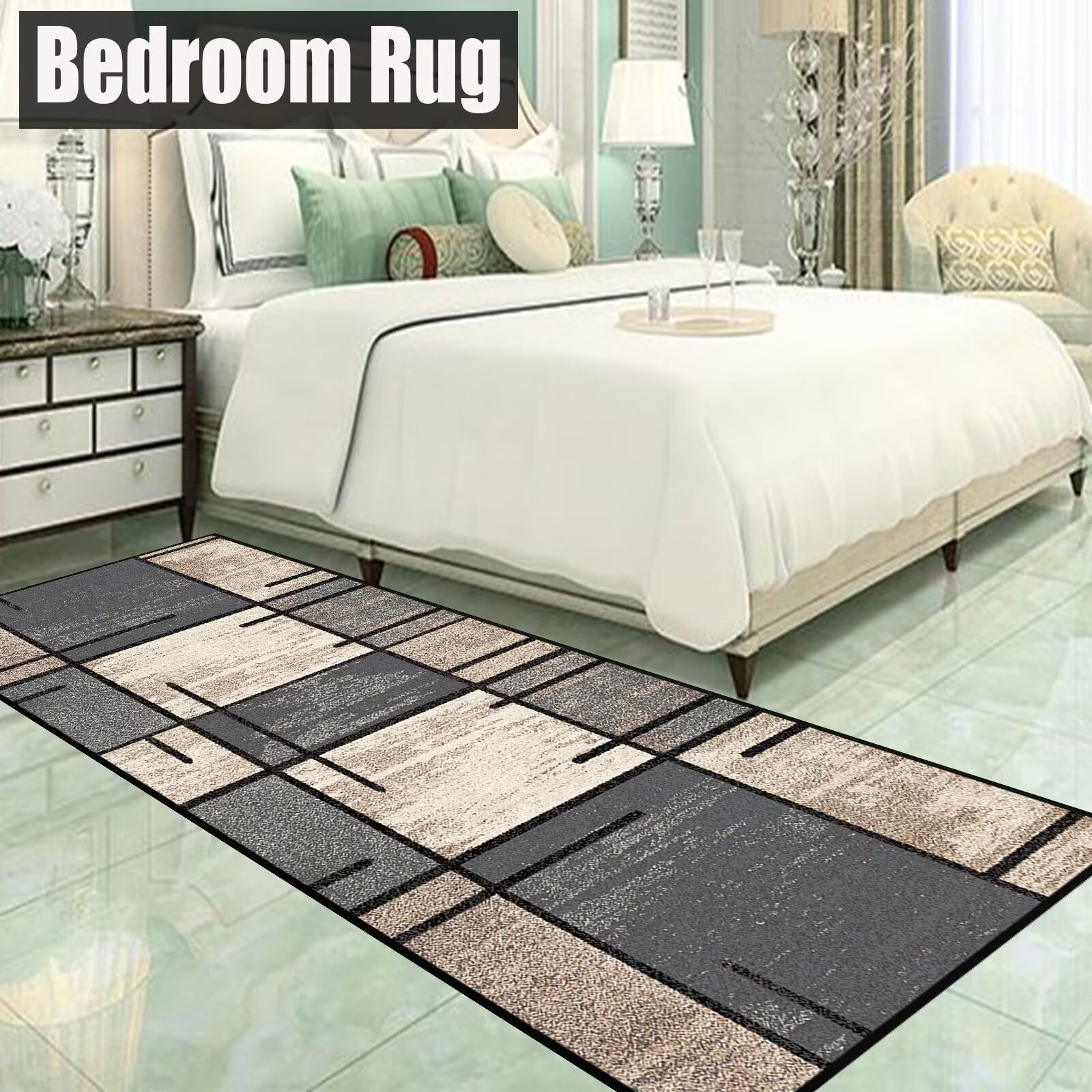 Küchen Teppiche Läufer Waschbarer Teppich Grau Kitchen Mats and Rugs Grau Beige Teppich Läufer für Wohnzimmer Flur Büro Schlafzimmer Küche 60x340cm Stil A