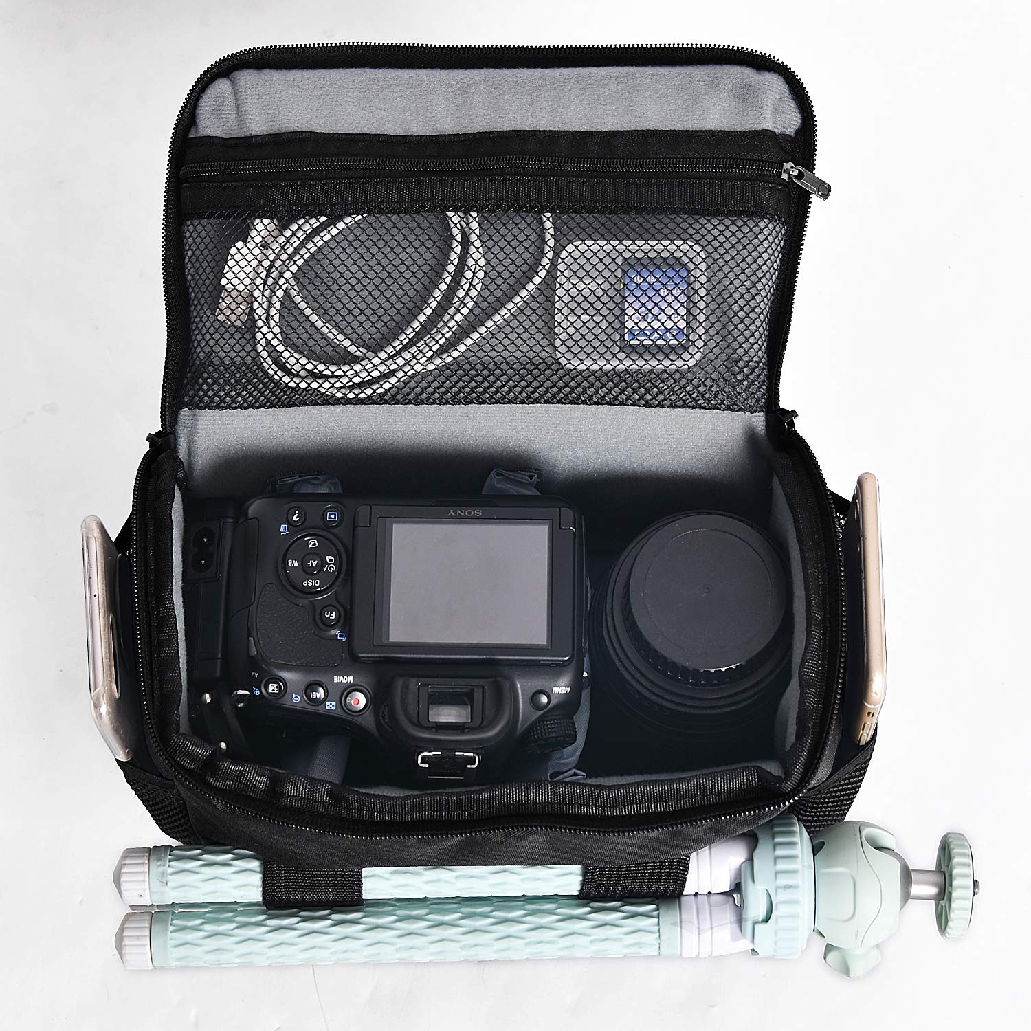 FOSOTO Waterproof (with Rain Cover) Shoulder Camera Case Bag Compatible for Nikon D5600 D750 D3300 Canon Rebel SL2 T7i EOS 80D 60D Sony A77II a68 a99II Travel DLSR SLR Camera