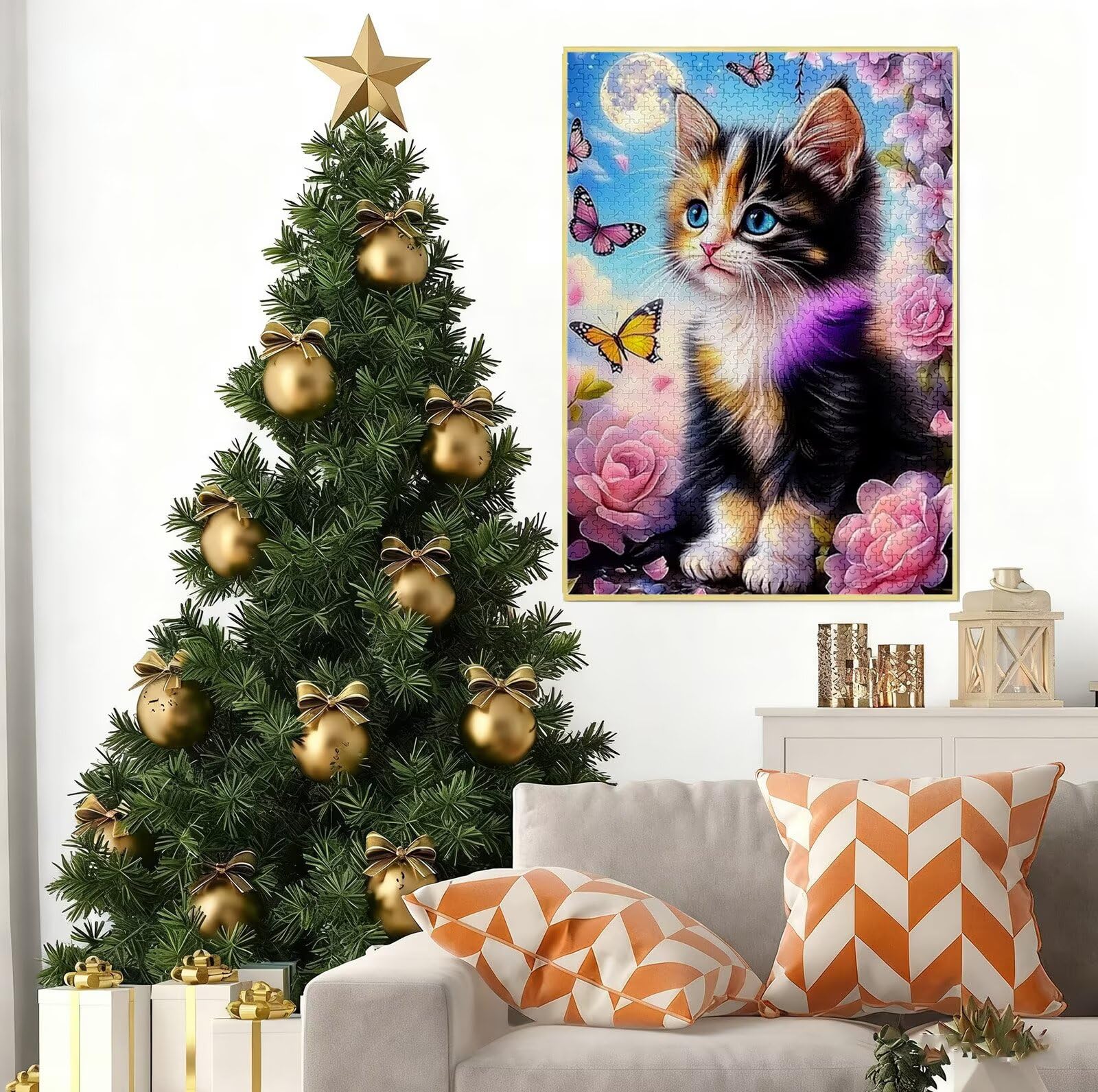 Puzzle 4000 Pezzi per Adulti, Puzzle Gatto in Legno per Adulti, Puzzles Farfalla Impegnativi, Giochi Educativo per Famiglie, Rompecapo con Scatola per Decorazioni Casa, Donna Regalo di Natale B-6991