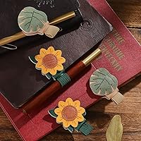 Vista 4 de 2PCS Magnetic Bookmarks with Pen Clip, Leather Bookmarks for Women, Magnetic Pen Holder Book Accessories