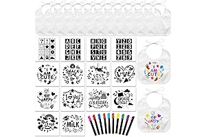 Jutom 38 PCS Baby Craft Kit: Essential Marker Bib Stencil Set