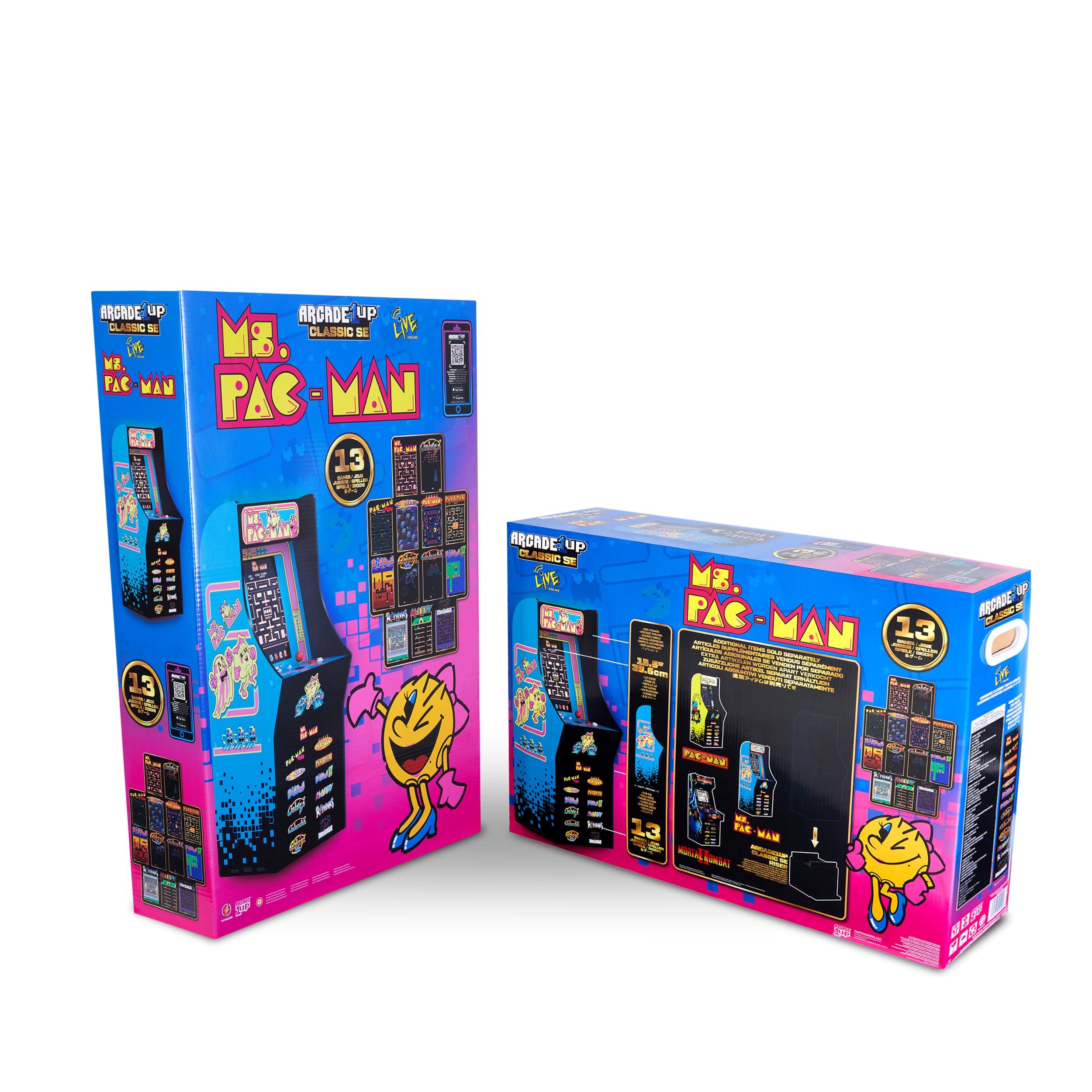 Arcade1Up Ms. PAC Man Classic SE Arcade-Spielautomat – 1,22 Meter Gehäuse, 13 Klassische Videospiele, 39,62 cm IPS-Display, einfache Montage, perfekt für Gaming zu Hause