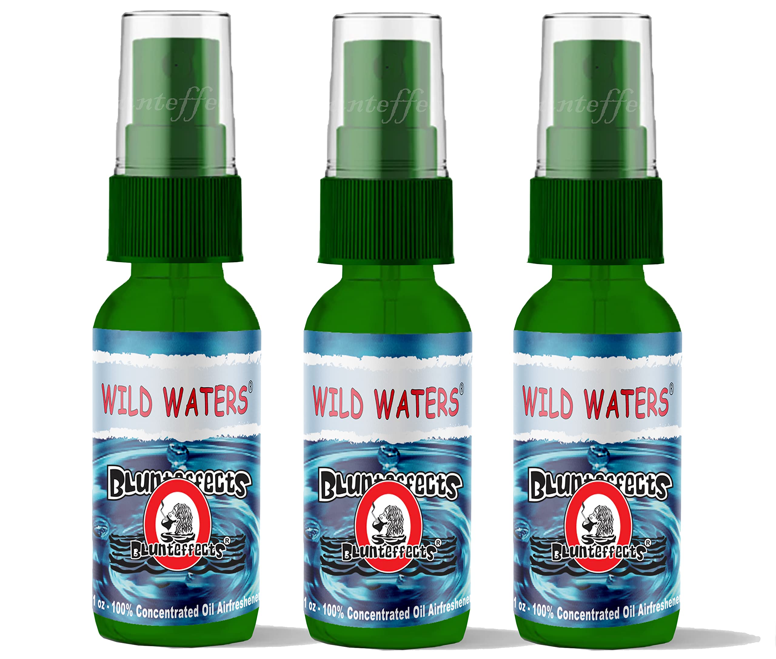 Blunteffects Blunt Effects 100% concentrated Air Freshener Car/Home Oder Neutralizing Spray (3 Pack) [Choose The Scent] (Wild Waters)