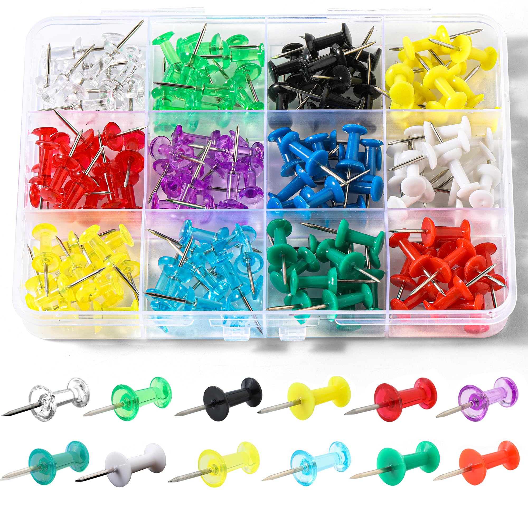 150 Pcs Push Pins, 12 Colors Standard Thumb Tacks Steel Point and Plastic Head, Push Pins for Bulletin Board, Thumb Tacks for Cork Board and Wall image 4
