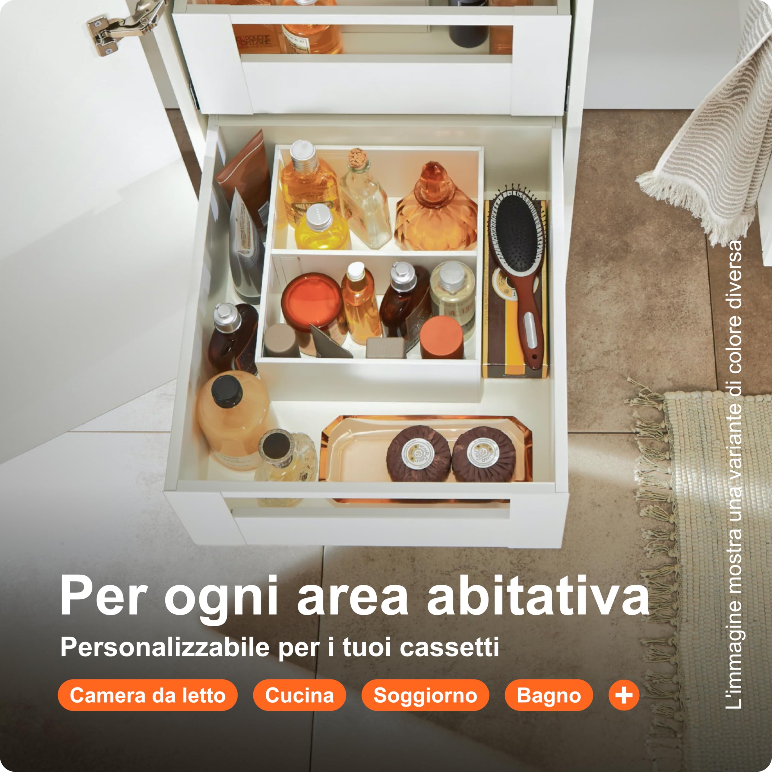Blum AMBIA-LINE organizer cassetto in acciaio verniciato a polvere | ideale per cucina, bagno e zona giorno | espandibile modularmente | 27 × 24 × 11 cm | con piastra magnetica | Grigio Orion