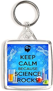 Keep Calm because Science Rocks - Square Keyring