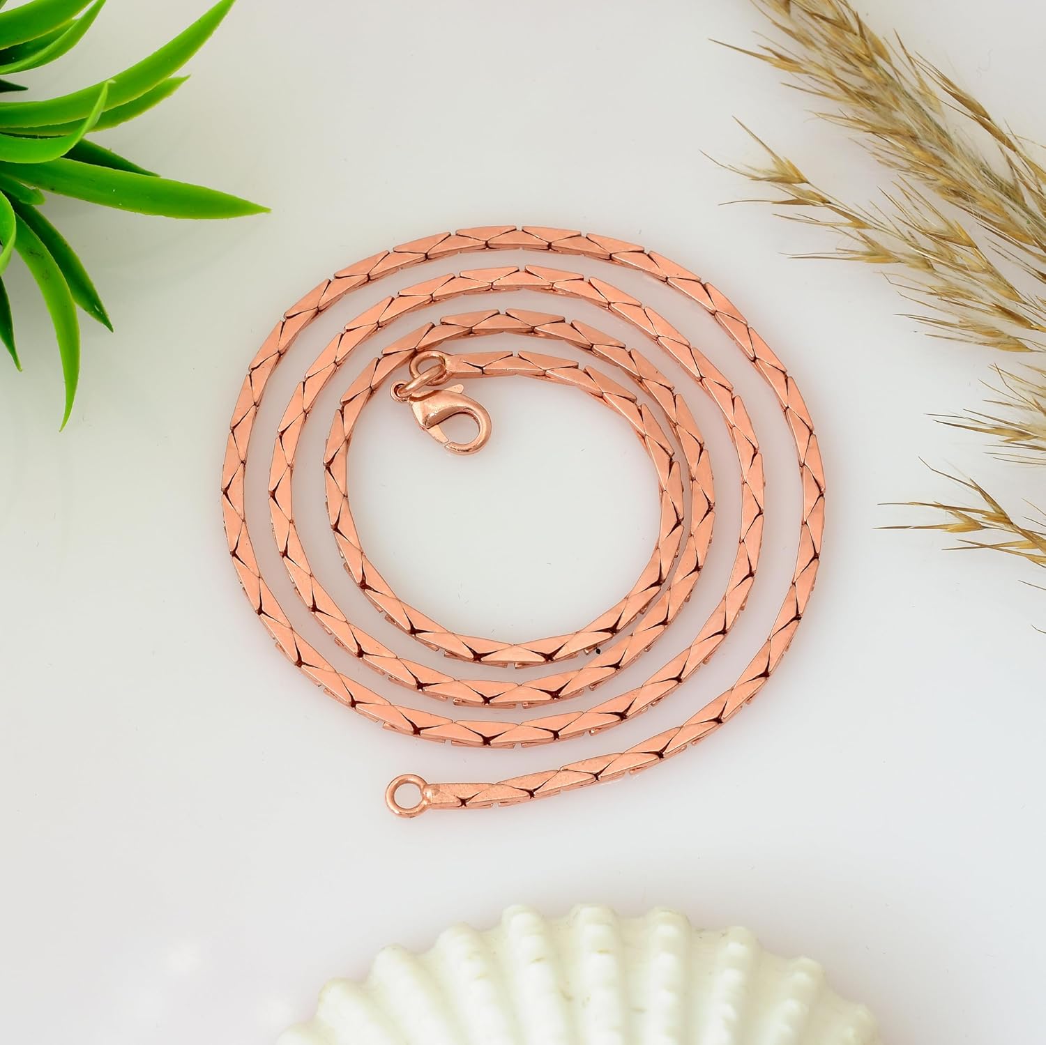 Pure Copper Cuban Chain Necklace for Men & Women | Rose Gold Tone Handmade Jewelry | Wellness & Healing Benefits | Gift for Him or Her on Christmas, Valentine’s Day & Birthdays