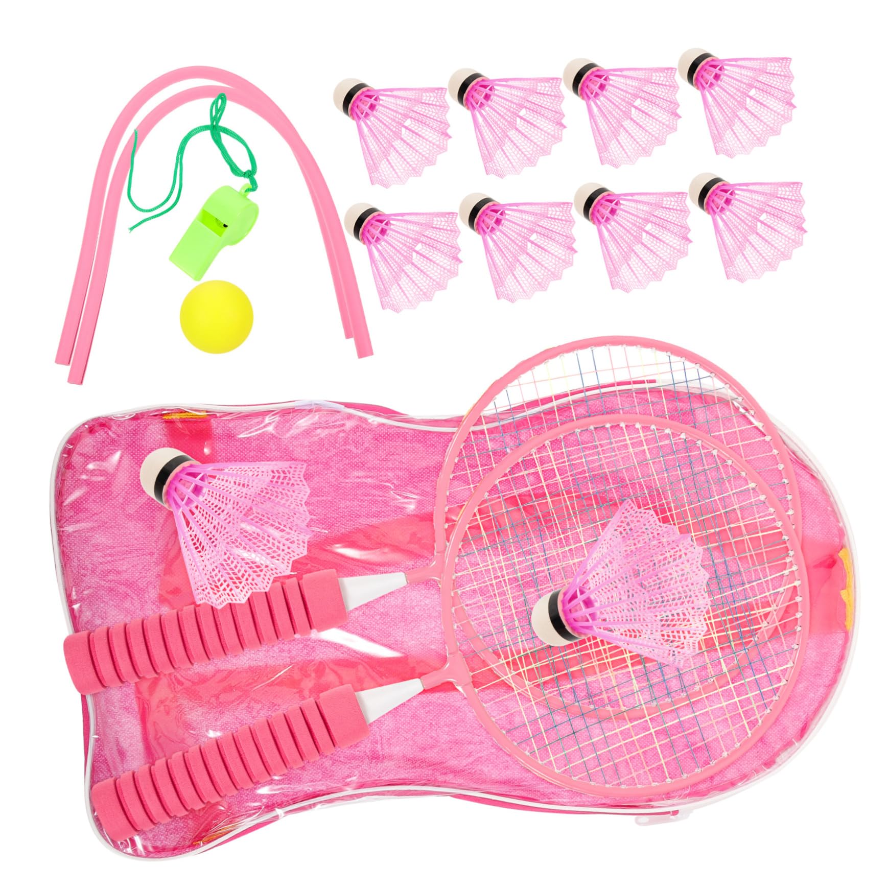 Mipcase Teens Badminton Set 2 Rackets Kit Nylon/Aluminum Great for Park Beach or Yard Beginner Friendly Random