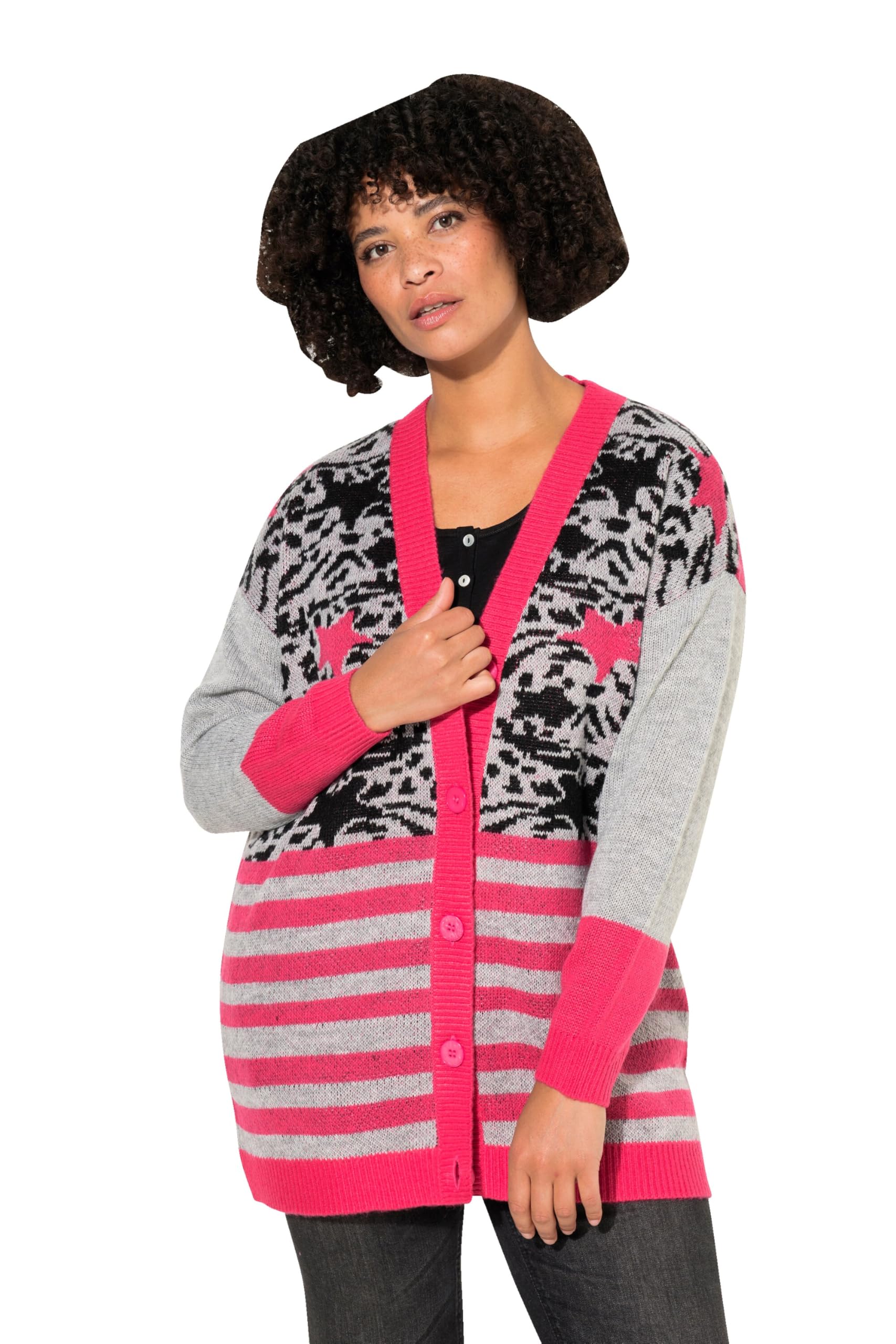 Angel of Style Damen große Größen Übergrößen Plus Size Strickjacke, Mustermix, Langarm 834320