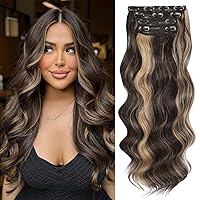 Vista 13 de Extensiones de cabello con clip de Vigorous, extensiones de cabello ondulado de color rubio ceniza mezclado con rubio decolorado, extensiones