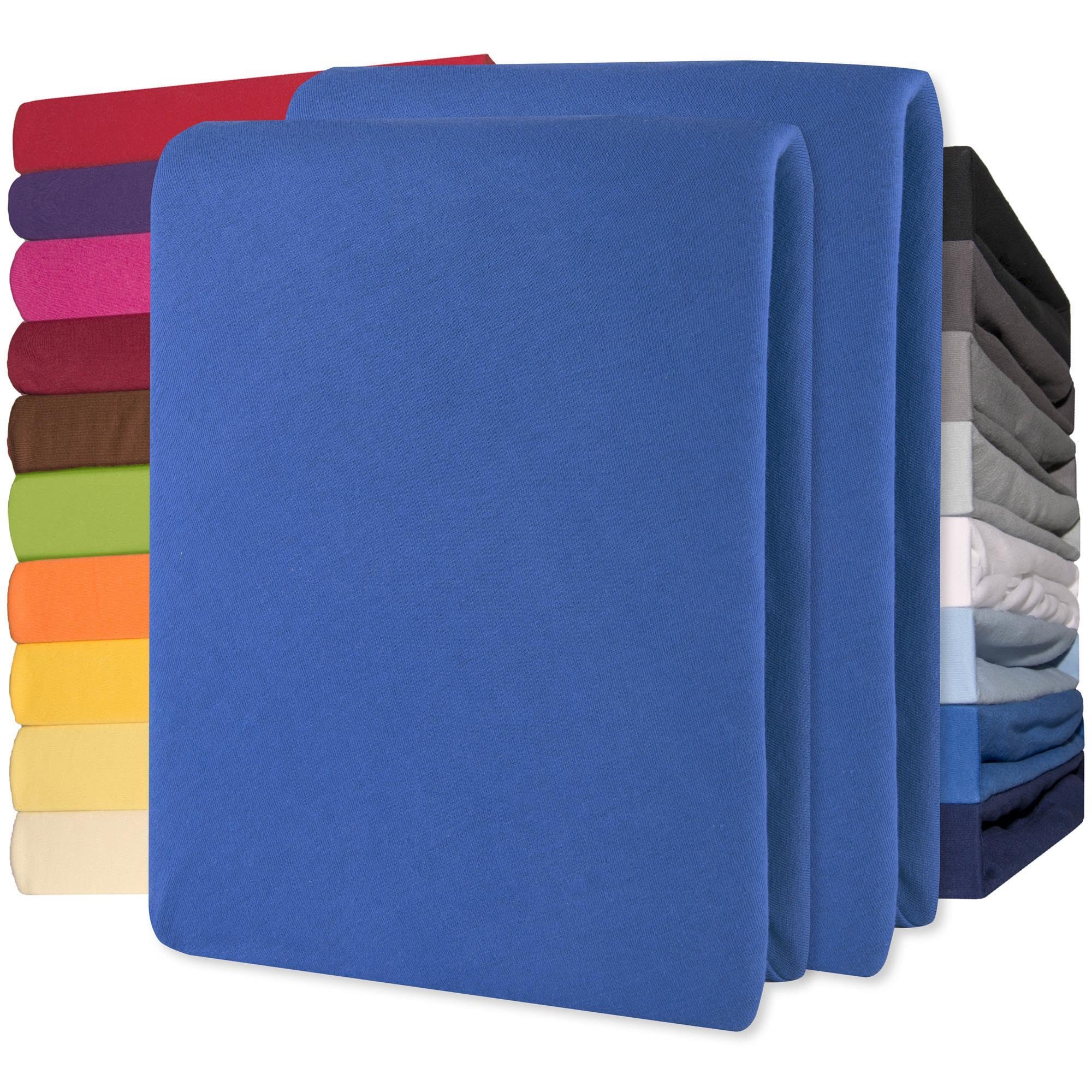 CelinaTex Jersey Spannbettlaken Lucina 90x200-100x200cm royal blau 100% Baumwolle gekämmt bis 26cm Matratzenhöhe Spannbettbezug, Leintuch, Bettlaken, elastisch, Strech, Oeko-Tex