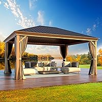 Vista 13 de MELLCOM Gazebo de techo rígido de 12 x 16 pies, gazebo de aluminio de doble techo de policarbonato, glorieta de toldo impermeable para exteriores