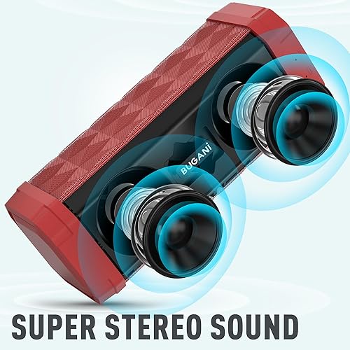 Miniatura 2 de BUGANI Altavoz Bluetooth inalámbrico portátil, alcance inalámbrico de 100 pies, volumen más fuerte, sonido estéreo, increíble tiempo de reproducción