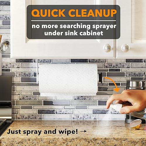 Miniatura 3 de SpaceAid SprayNeat - Soporte para toallas de papel con botella de spray, soporte para toallas de papel debajo del gabinete con rociador en el centro