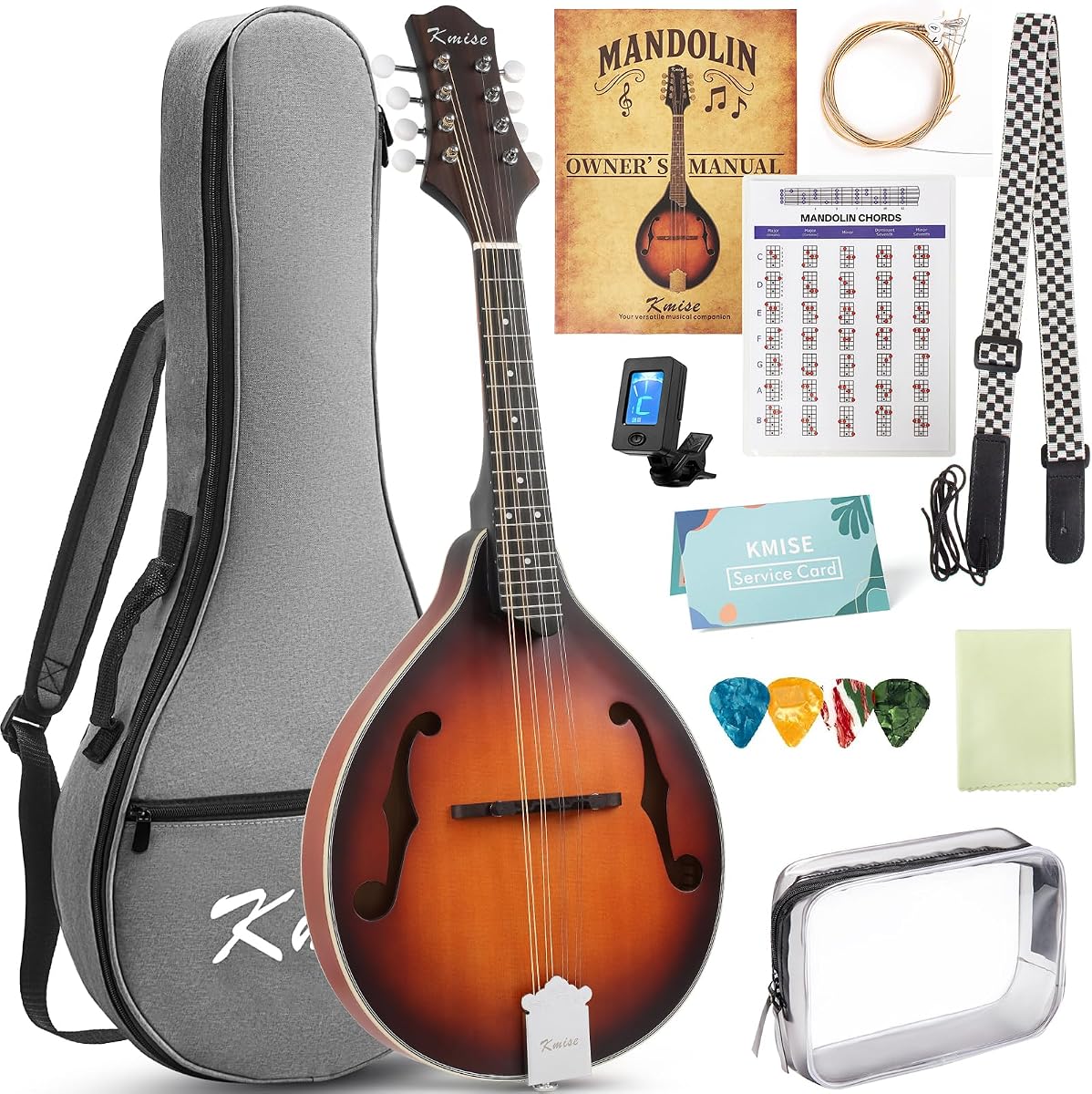 Mandolin Musical Instrument A Style, Acoustic Mandolins Instrument Kit Italian 8 String for Professional Beginners Adults Teens Youth Kids