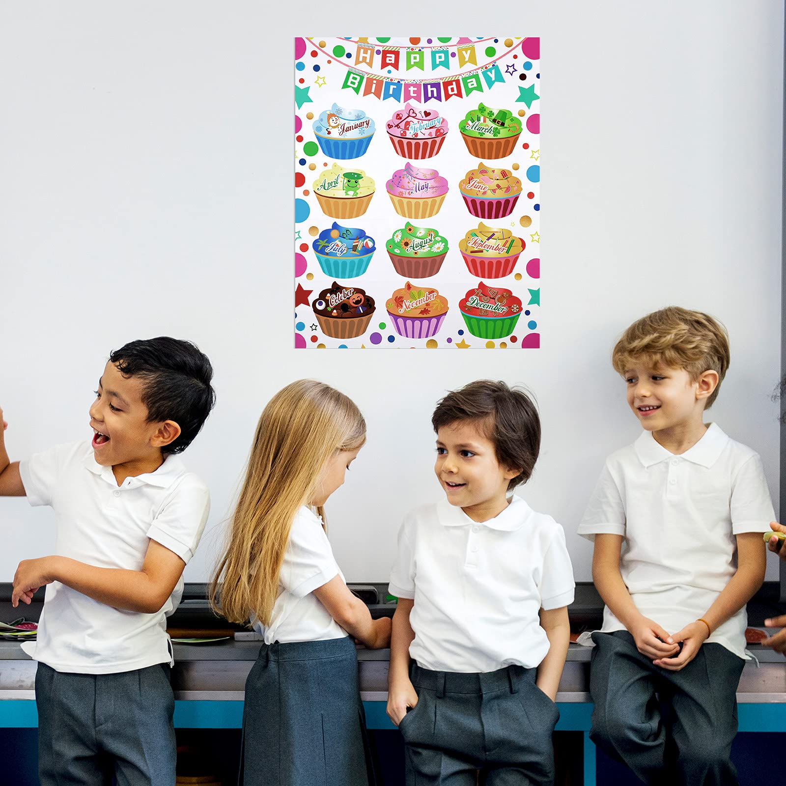 Happy Birthday Chart Poster 2 Stück 40x50 Cm – Bunte Geburtstagskalender Für Klassenzimmer, Büro & Party
