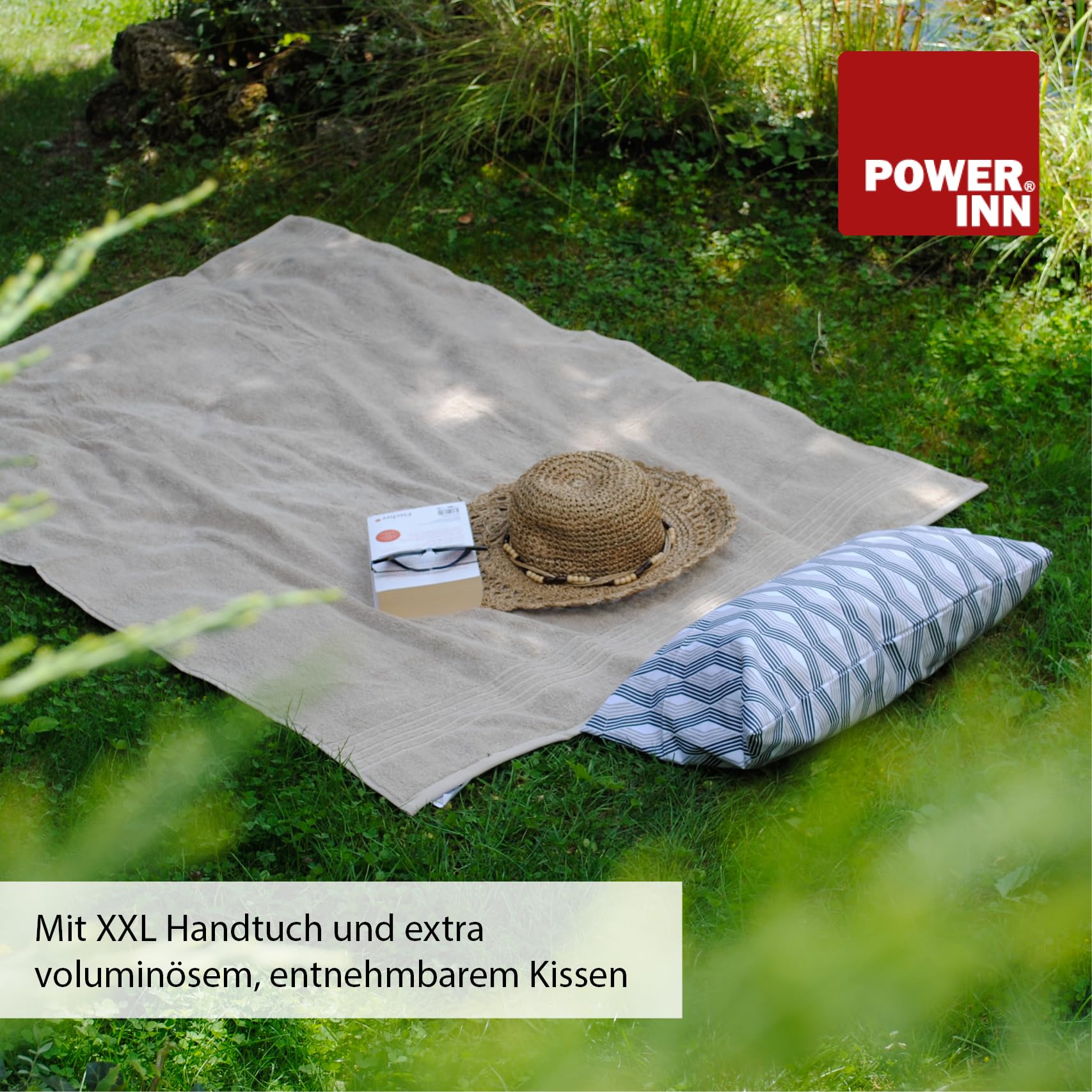 Strandtuchtasche ca. 95x178cm | Liegehandtuch 3in1 mit integriertem Kissen und Tasche | großes Badetuch (Anthrazit mit grau/schwarzem grafischen Muster)