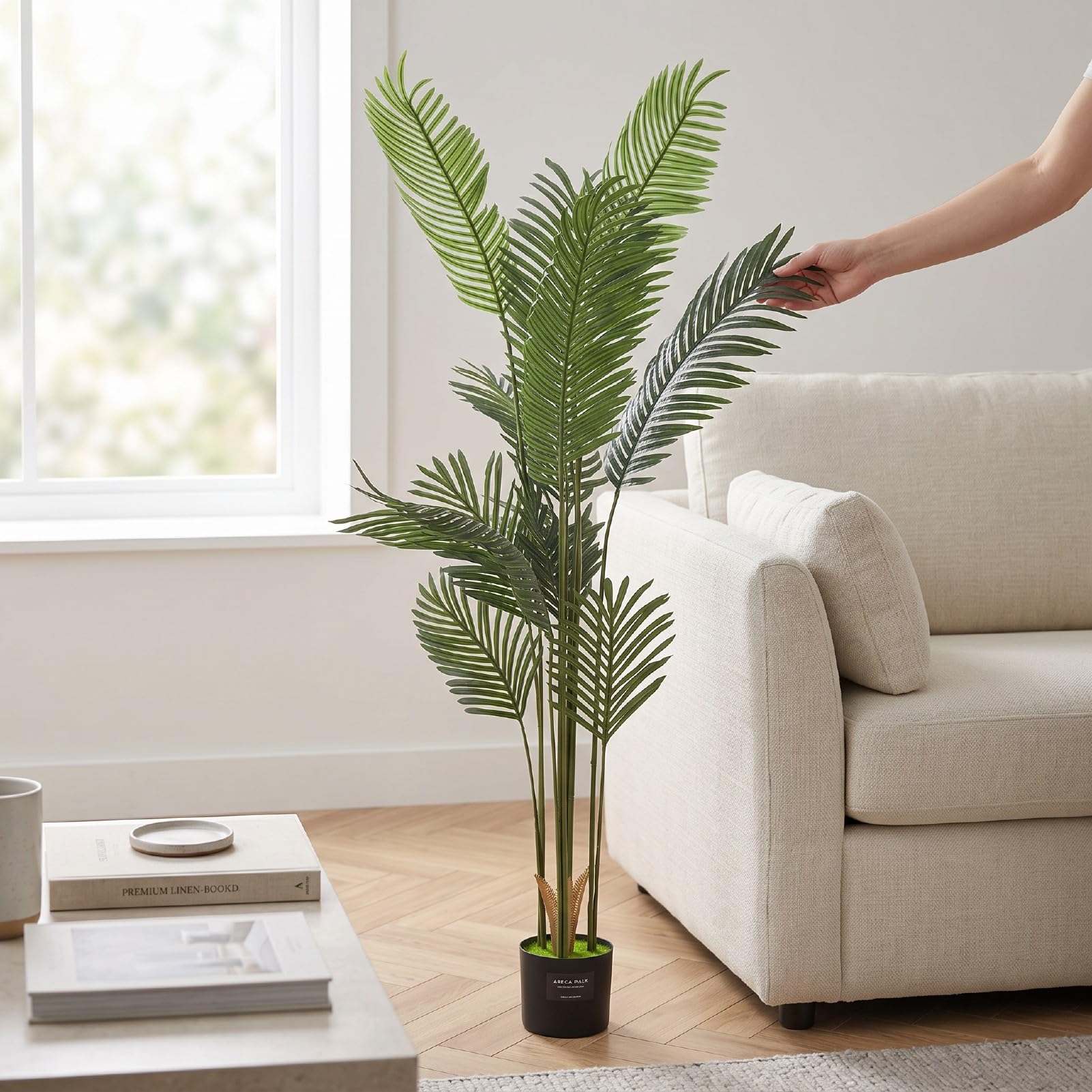 Palma Artificiale, Grande Decorazione per Interni Ed Esterni (180 | Costruzione in ABS PU, Senza Irrigazione o Potatura, Soggiorni e Cortili Interni, Aree Piscina, Vegetazione Finta