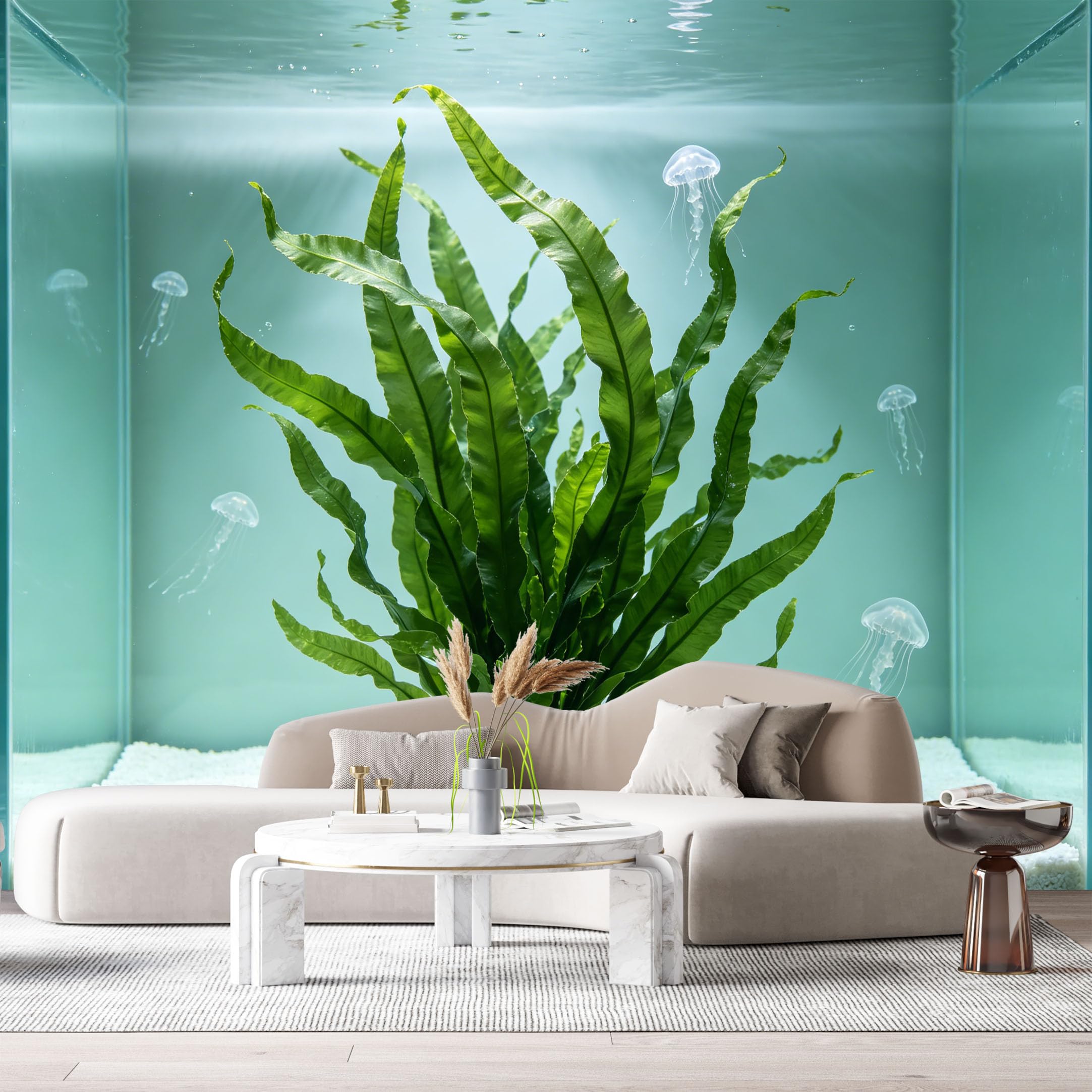 Custom Size Wall Murals Ocean Marine Jellyfish Aquatic Plant Minimalist SelfAdhesiveWall Fabric Removable Wallpaper Wall Decor for Living Room Bedroom Bathroom