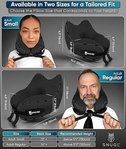 Miniatura 5 de SNUGL Almohada de viaje  Espuma viscoelástica  Almohadas de viaje para aviones  Almohada cervical para avión con bolsa de transporte y clip