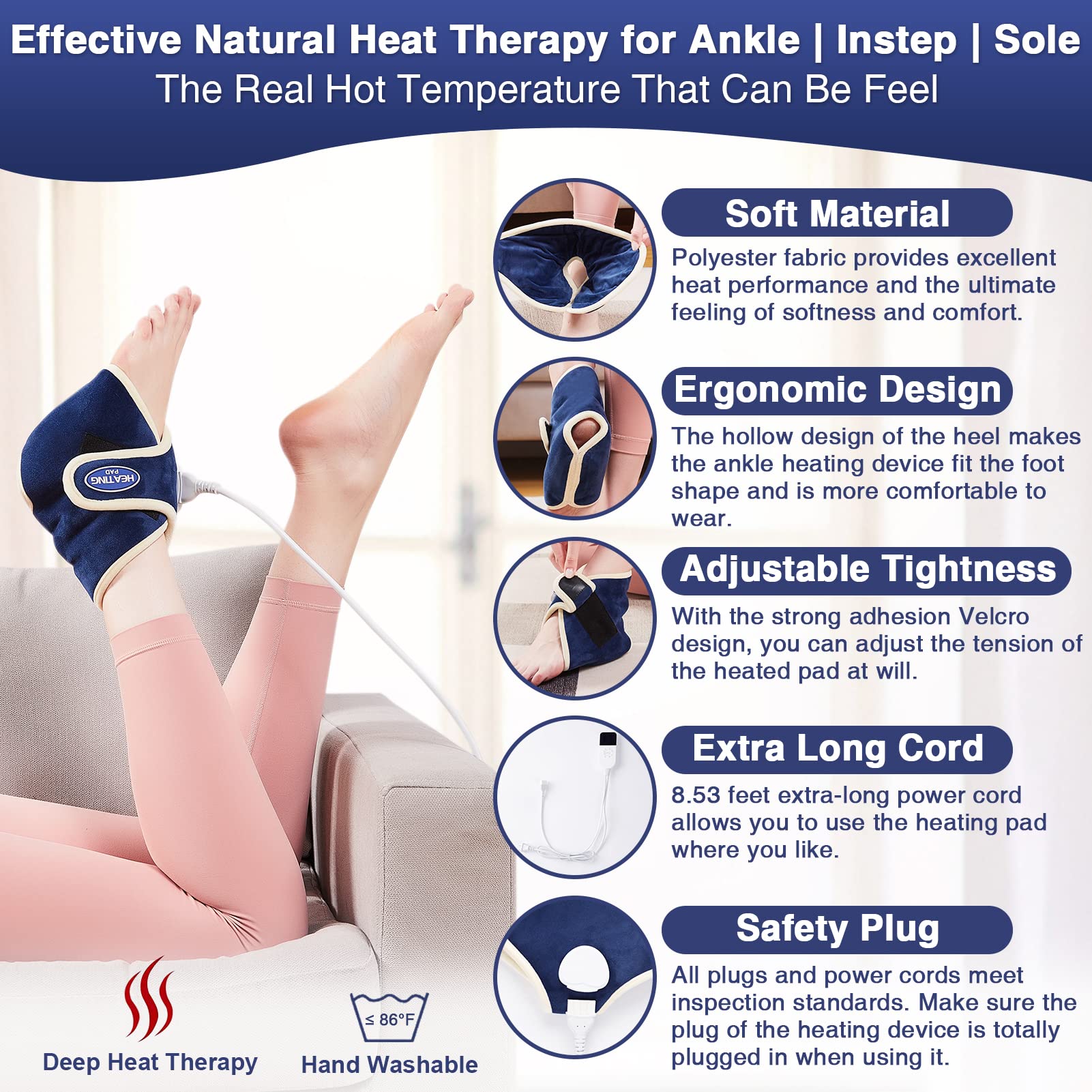 Heated Foot Ankle Wraps for Planters Fasciitis/Achilles Tendinitis Pain